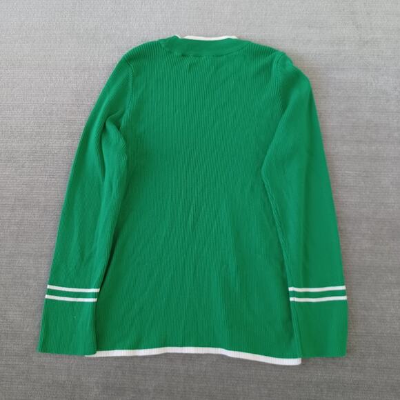 Anthropologie Maeve Sweater Women 1X Green Ribbed Mock Neck Striped Casual - Picture 2 of 8